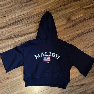 Malibu USA short sleeve navy blue hoodie